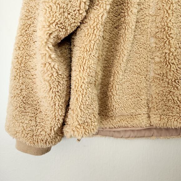 Levi's Teddy Sherpa Fleece Full Zip Jacket Sesame Brown Tan Medium Cinched NEW - Picture 6 of 16